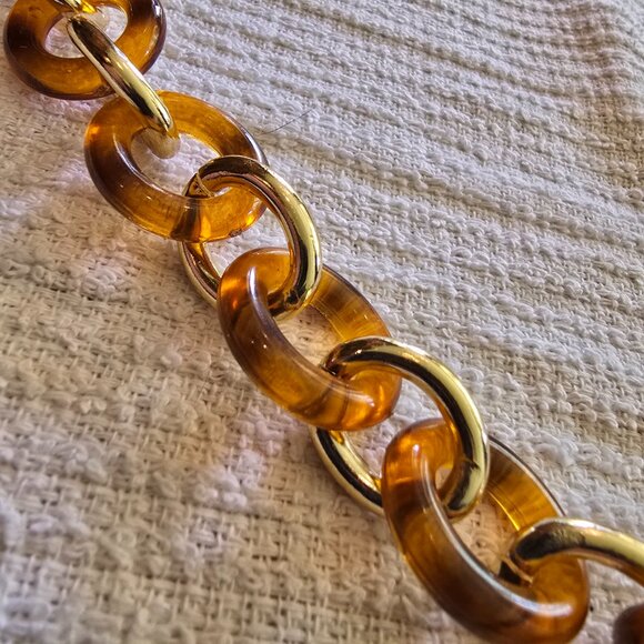Vintage Gold & Tortoise Shell Round / Circle Link Belt - Picture 3 of 4